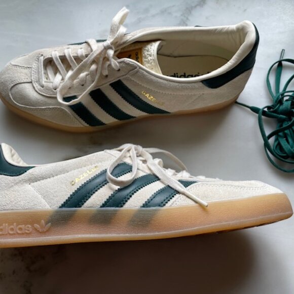 Adidas Men's Cream and Dark Green Sneakers - Picture 3 of 4